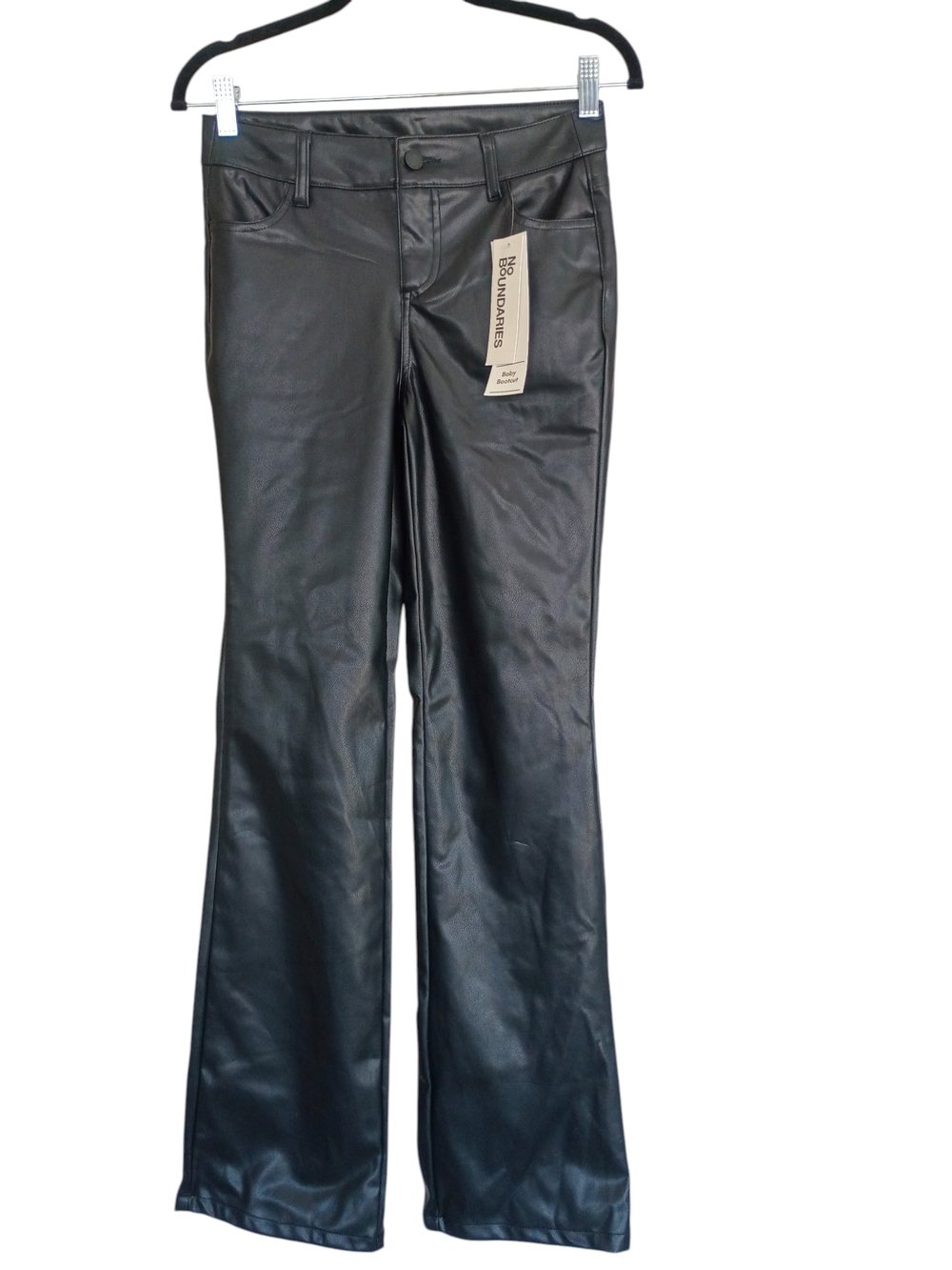 No Boundaries Black Faux Leather Flare Pants SZ 0 NWT ❤️